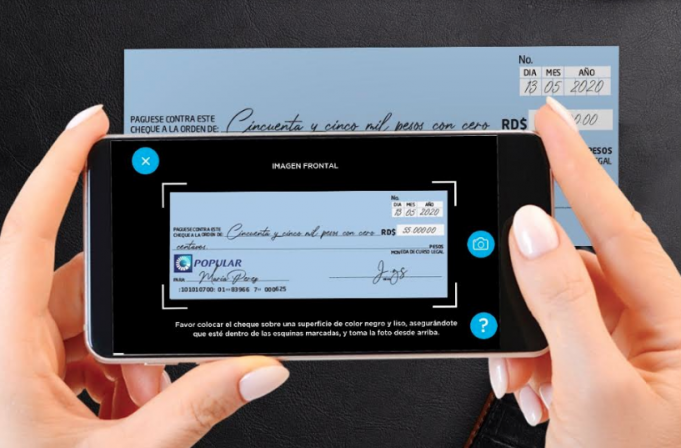 Banco Popular habilita deposito de cheques y adquisición de token digital desde su App.