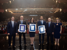 Banco Popular reconoce el talento y liderazgo de sus gerentes De izquierda a derecha figuran los señores Christopher Paniagua, Francisco Soto, Gina Báez, Aneudy Medina, Manuel E. Jiménez F. y Antonia Antón de Hernández.
